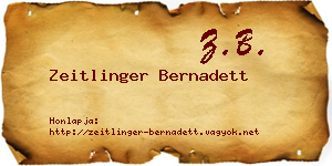 Zeitlinger Bernadett névjegykártya